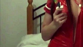 Put On These Cuffs, Naughty Brunette In Lingerie