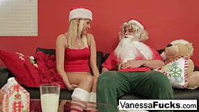 Vanessa lets Santa fuck her tight wet pussy