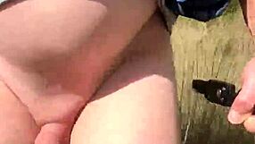 Mature woman masturbates naked outdoors!