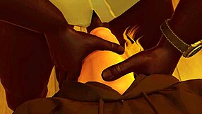 Blonde stepdaughter receives rough blowjob and deepthroat in group scene