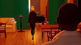 Blonde stepdaughter receives rough blowjob and deepthroat in group scene