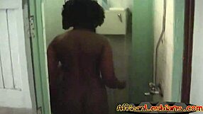Two Horny African Lesbians Kissing and Bathing in Shower