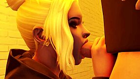 Blonde stepdaughter receives rough blowjob and deepthroat in group scene