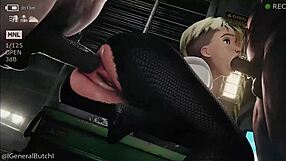 Blonde stepdaughter receives rough blowjob and deepthroat in group scene