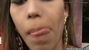 Busty Brunette Shemale Honey Tugs Her Cock Solo