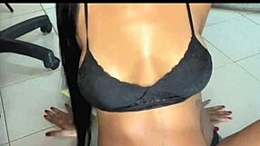 Peruvian latina in lingerie masturbates pussy while lesbian blowjob