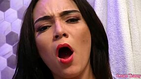 Natural Tgirl Hanna Rios Sits Her Booty on a Big Rubber Cock