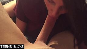 First time for steamy teen girls blowjob making a homemade