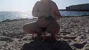 Hot Big Boobs Milf Shows Ass and Tits in Public Massage