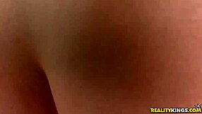 In the street, skinny teen Sabrina gives POV blowjob leading to facial cumshot