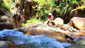 Lilyan Masturbates with Dildo on River Banks. Her Sexy Ass on Display!