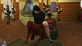 Threesome with brunettes sucking cock, anal blowjob, assfucking, lesbian hardcore.