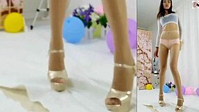 i saw an asian dancer wearing pantyhose and panties