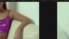 brunette babe shows pvc panties for masturbation.