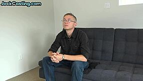 this solo amateur stud jerks his shaved cock hard after casting 😏