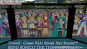 anime girl fights with ryona ballbusting in hentai