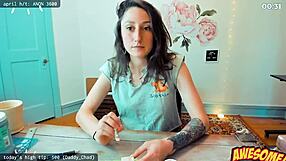 skinny 18+ alternate girl in cosplay stretching on webcam, tempting or teasing?