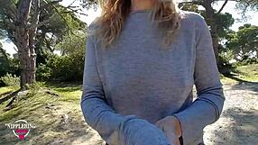 Nippleringlover strolls on the beach, casually flashing pierced tits with huge nipple rings.