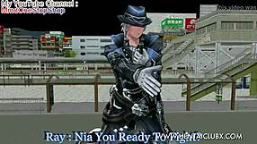 anime girl fights with ryona ballbusting in hentai