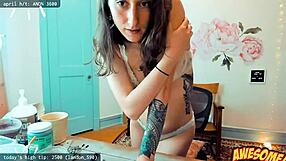 skinny 18+ alternate girl in cosplay stretching on webcam, tempting or teasing?