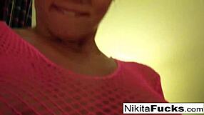 hot milf nikita masturbates in fishnets during solo session