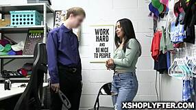 officer alex questions cutie babe dania in back office over shoplifting