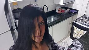 Dama Sensual Masturbates Big Cock in Kitchen