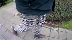 Detailed outdoor fetish scene with Norwegian legging