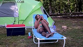 Nina Rivera Plays Glass Dildo On Camping Trip!