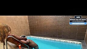 Piscininha with my lover on the stairs, banging hard