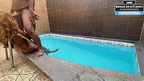 Piscininha with my lover on the stairs, banging hard