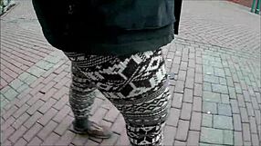 Detailed outdoor fetish scene with Norwegian legging