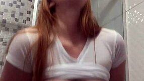 Redhead Milf Fingers Shaved Pussy