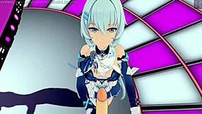 Honkai Impact Shigure Kira Fucks Audience in Missionary Cowgirl Creampie.