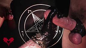 I’m so shaky giving handjob in latex gloves to Baphomet, oops