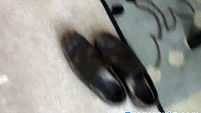 Classy realtor babe shows off her body at the office