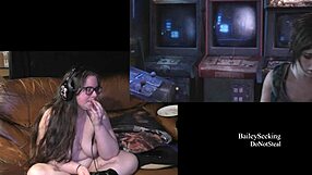 Naked brunette plays game, flashing fat ass and natural tits!