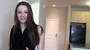 Classy realtor babe shows off her body at the office