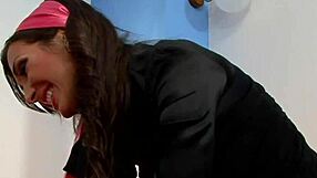 Classy European Broad in Satin Receives Hardcore Cumshot While Clothed