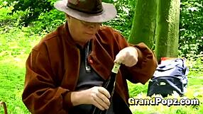 Juicy pussy pleasured outdoors with teen brunette