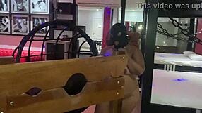 Watch me punish the slave after her blowjob in stocks!
