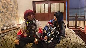 Married Woman in Costume on Halloween, Suggestively Deepthroating to Creampie