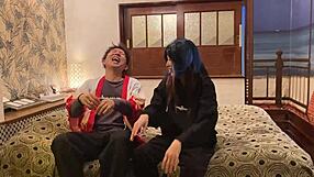 Married Woman in Costume on Halloween, Suggestively Deepthroating to Creampie