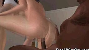 Tasty brunette hints at interracial group fun in 3D hentai