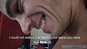 Latin muscled guy gives long blowjob in gay first time scene