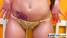 Sexy Lola touches herself in the green room with teen passion 😍