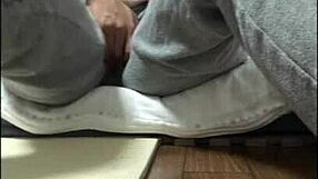 asian girl masturbates alone, excited by watching her own solo play.