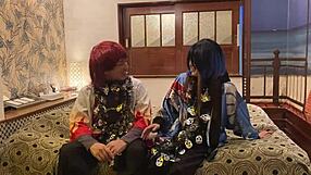 Married Woman in Costume on Halloween, Suggestively Deepthroating to Creampie