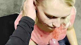 Kristy feels rough deepthroat blowjob with natural tits