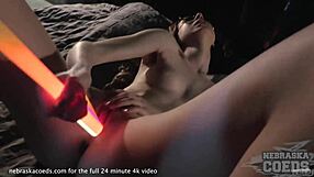 19yo Areana Glowstick's Pussy Gaping and Stretching in Kinky Casting!